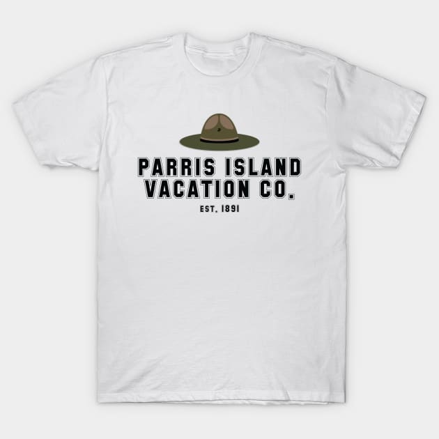 Parris Island Vacation Co. for Marines and Veterans T-Shirt by roaneturnerstudios